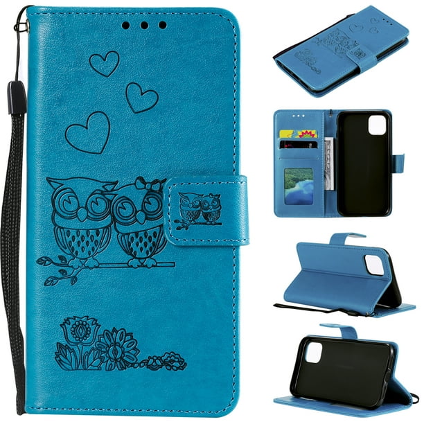 Simple Flip Case Fit for iPhone 11 Pro Blue Leather Cover Wallet for iPhone 11 Pro 